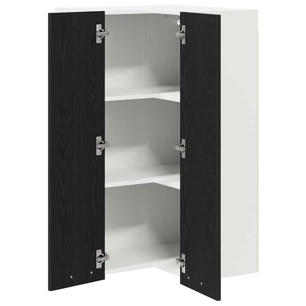 Hanging Kitchen Cabinet Modern Black Oak White 57x57x100cm Storage