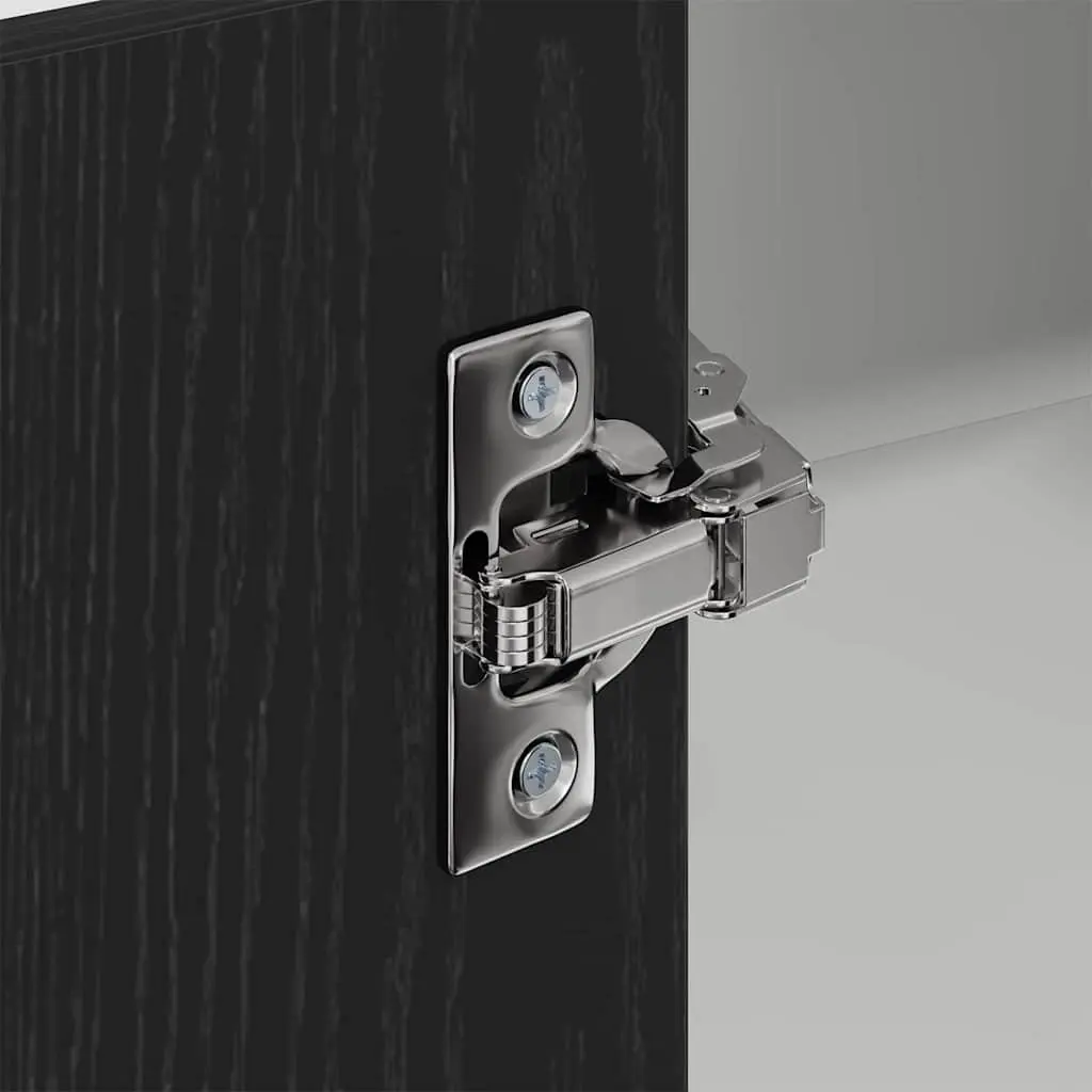 Hanging Kitchen Cabinet Modern Black Oak White 57x57x100cm Storage