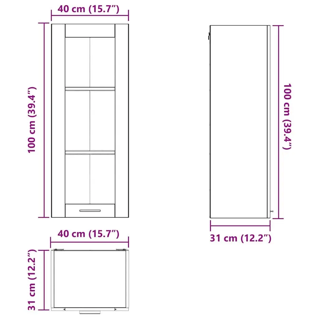 Engineered Wood Kitchen Cabinet White Hanging Storage 40 x 31 x 100 cm