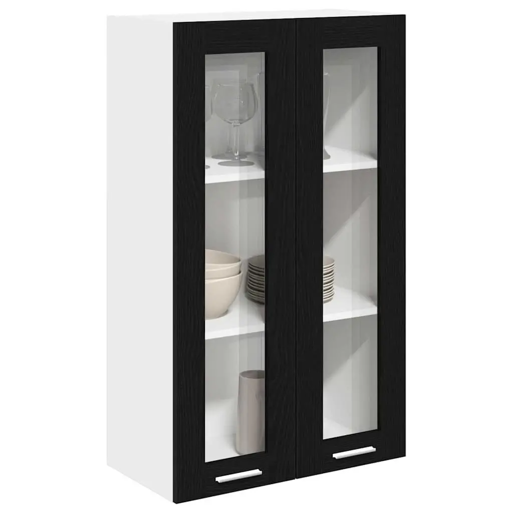 Hanging Kitchen Cabinet Modern Black Oak 60x31x100cm