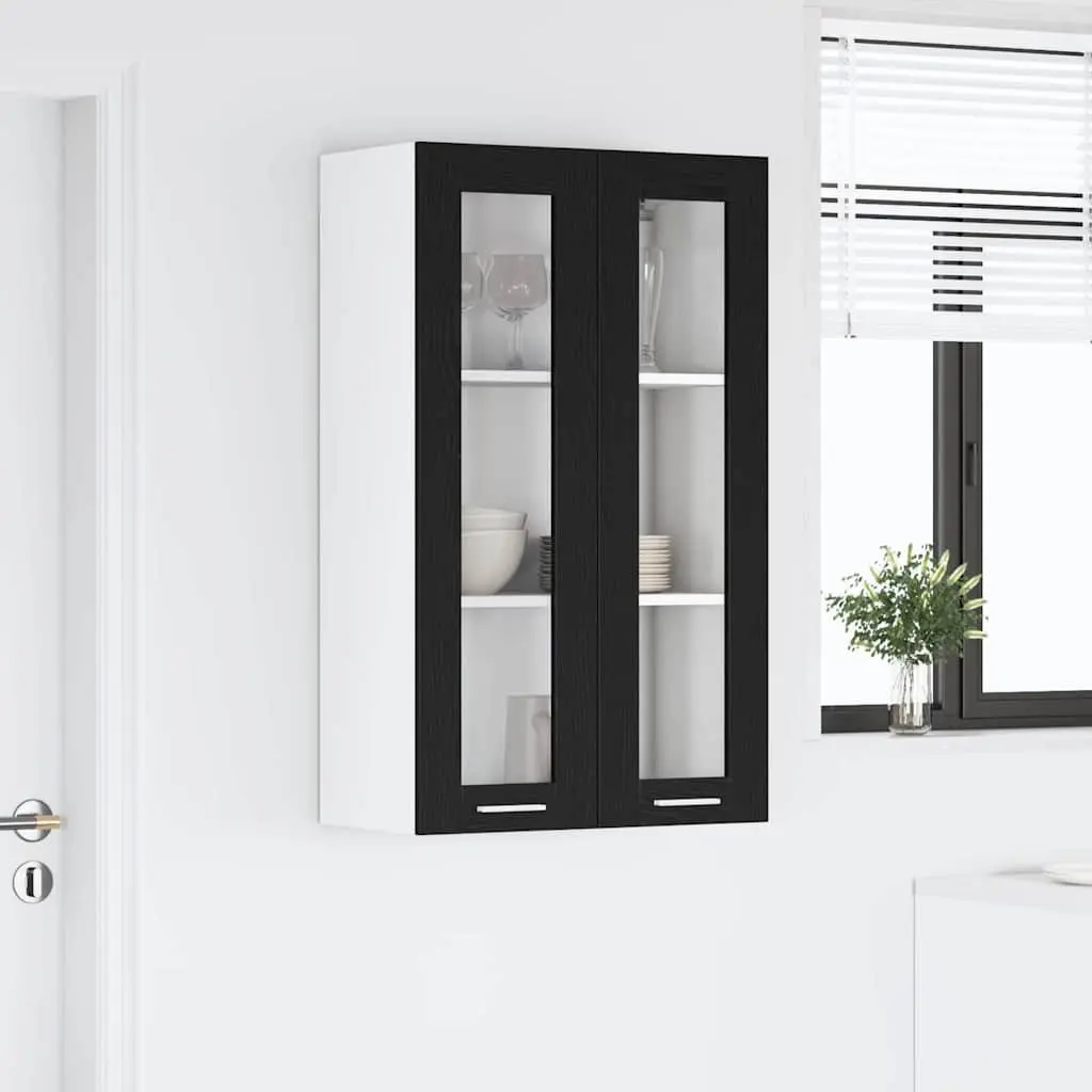 Hanging Kitchen Cabinet Modern Black Oak 60x31x100cm