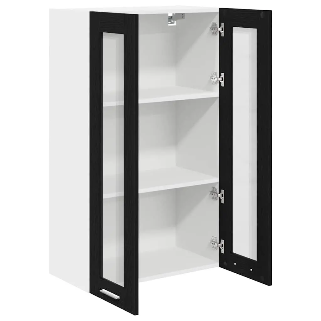 Hanging Kitchen Cabinet Modern Black Oak 60x31x100cm