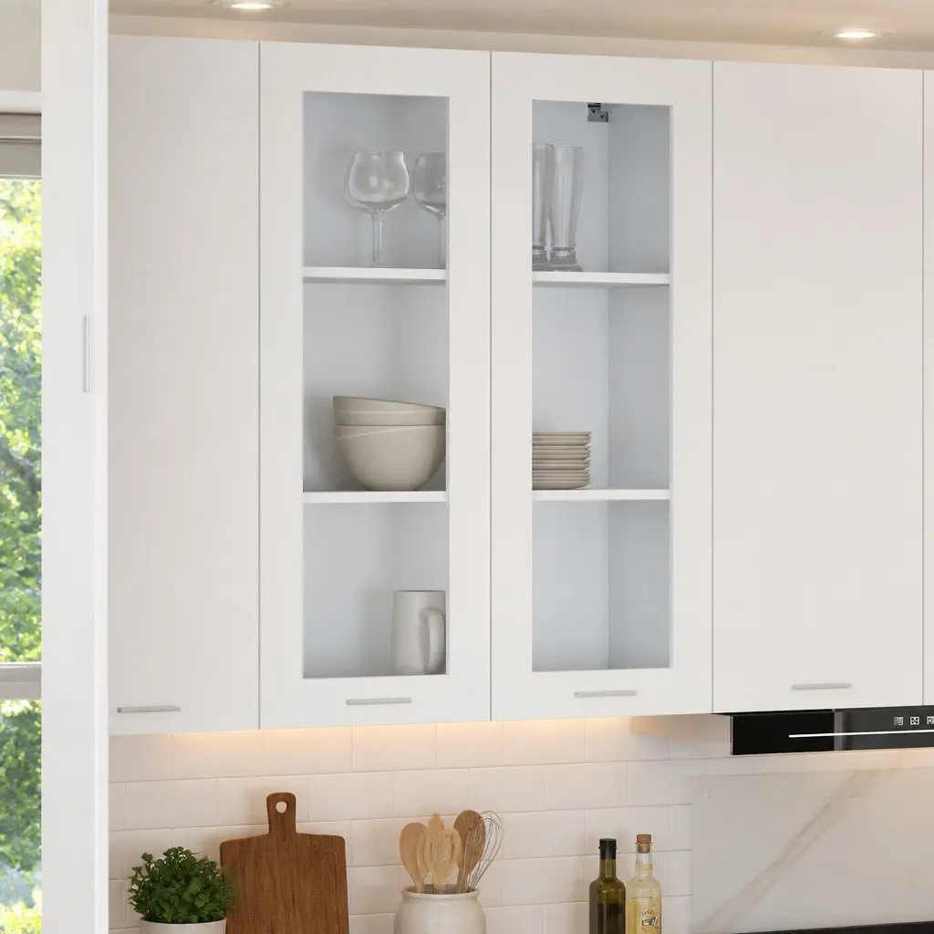 Hanging Kitchen Cabinet Modern Storage White Engineered Wood 80 x 31 x 100 cm