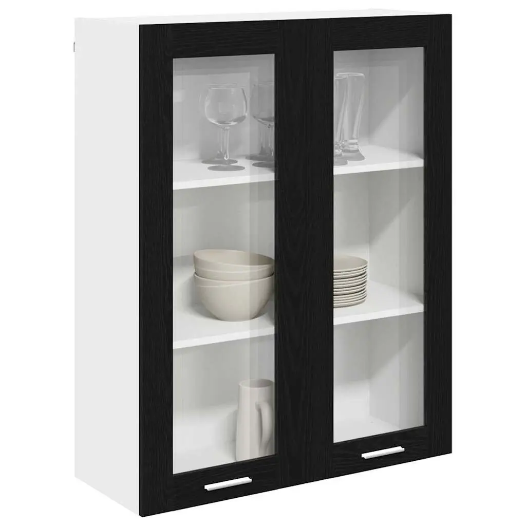 Hanging Kitchen Cabinet Modern Black Oak Engineered Wood 80 x 31 x 100 cm