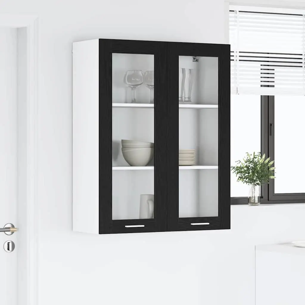 Hanging Kitchen Cabinet Modern Black Oak Engineered Wood 80 x 31 x 100 cm