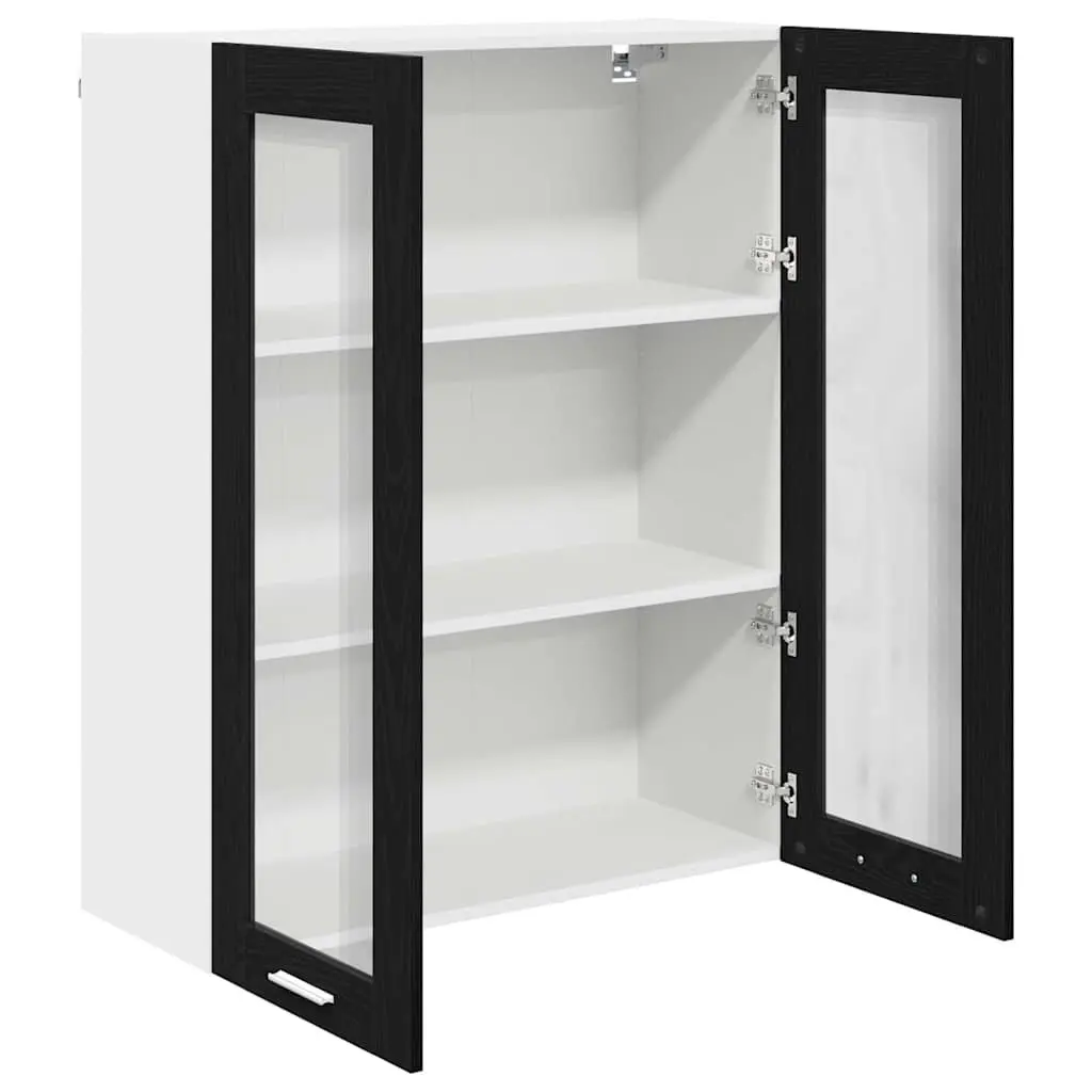 Hanging Kitchen Cabinet Modern Black Oak Engineered Wood 80 x 31 x 100 cm