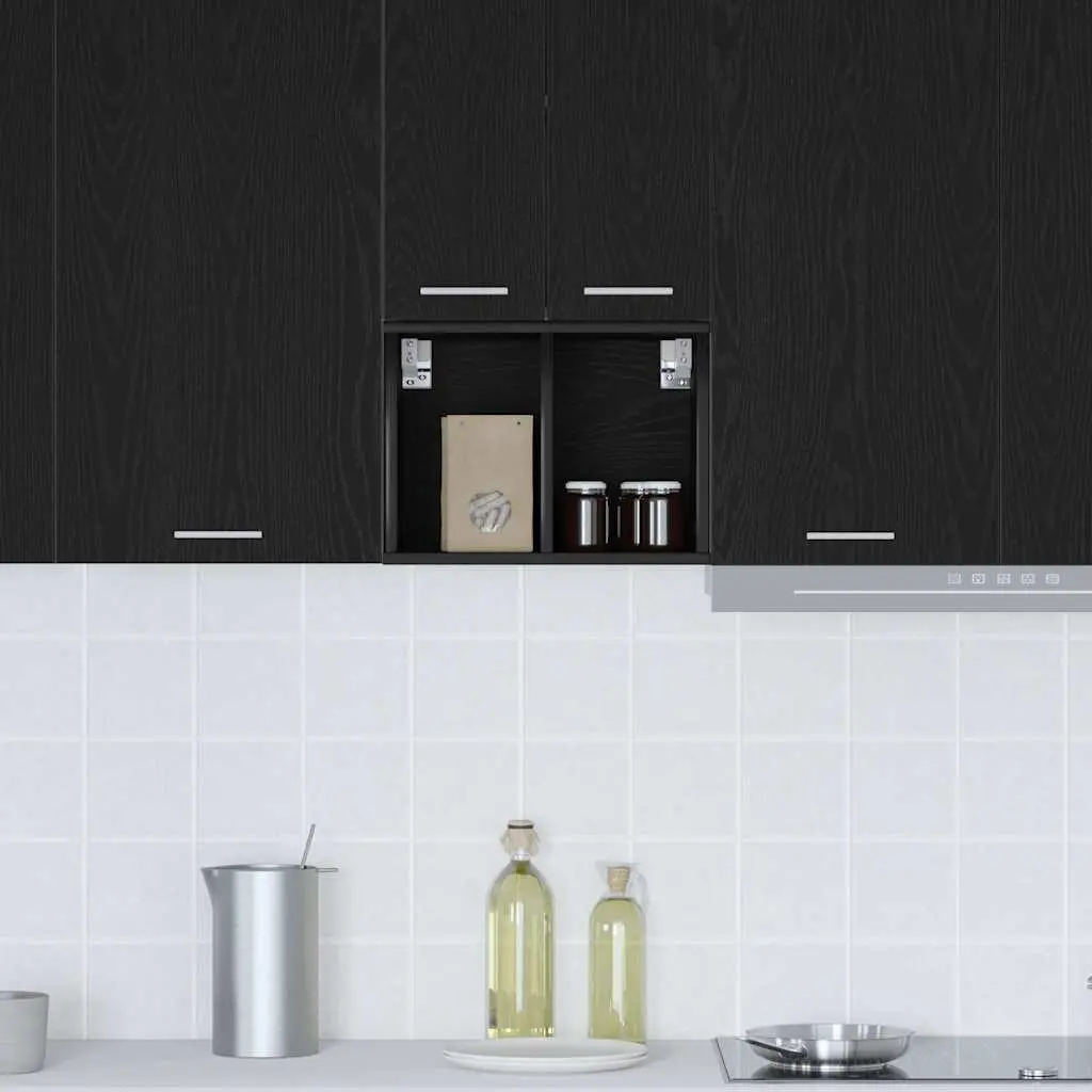 Hanging Kitchen Cabinet Modern Black Oak Engineered Wood 30 x 29.5 x 40 cm
