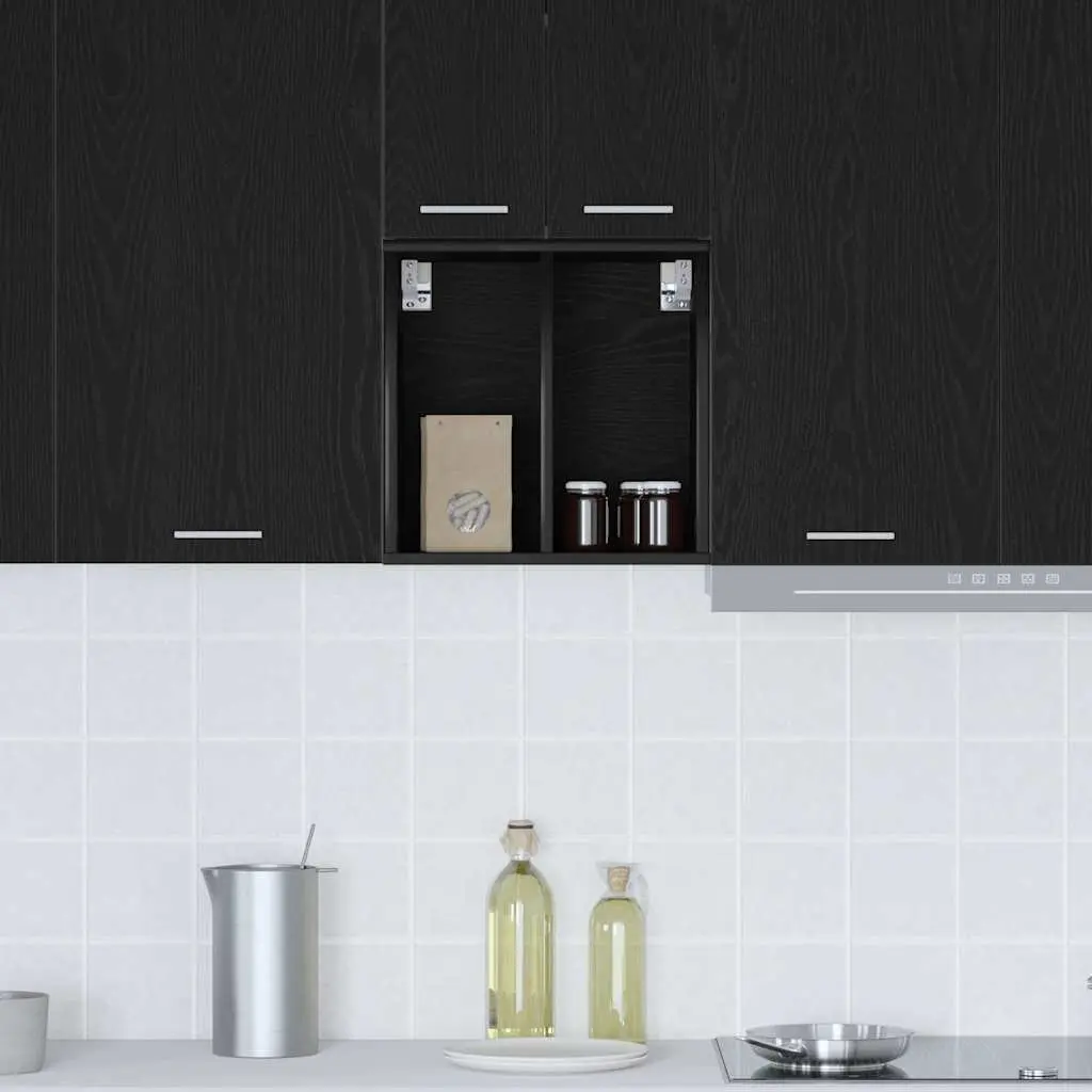 Hanging Kitchen Cabinet Modern Storage Black Oak Engineered Wood 40x29.5x40cm