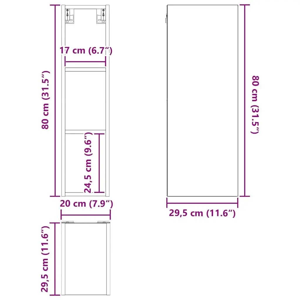 Hanging Kitchen Cabinet White Modern Storage Engineered Wood 20x29.5x80cm