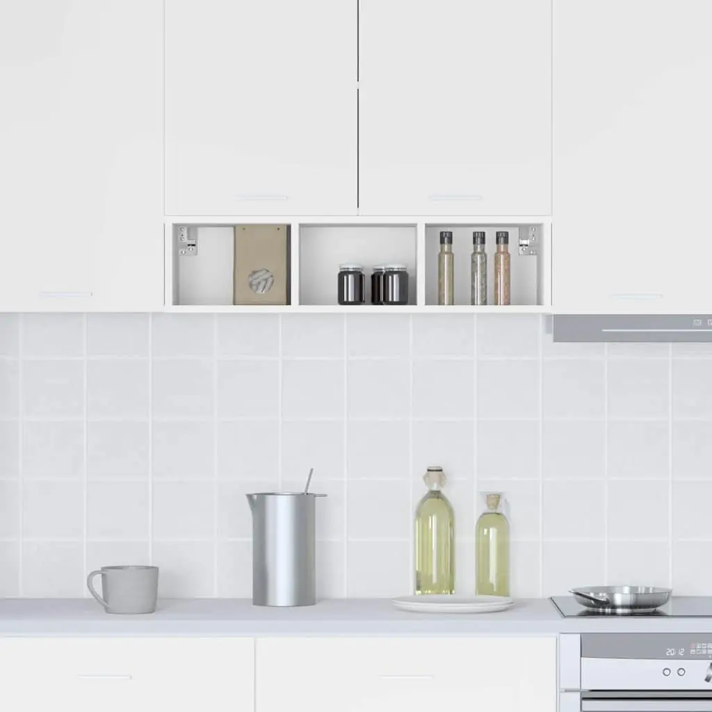 Hanging Kitchen Cabinet White Modern Storage Engineered Wood 20x29.5x80cm