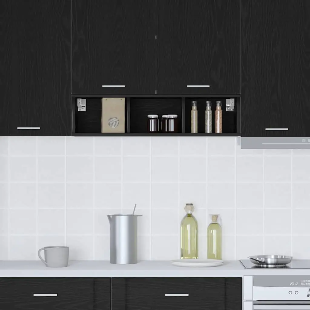 Hanging Kitchen Cabinet Modern Black Oak Engineered Wood 20 x 29.5 x 80 cm