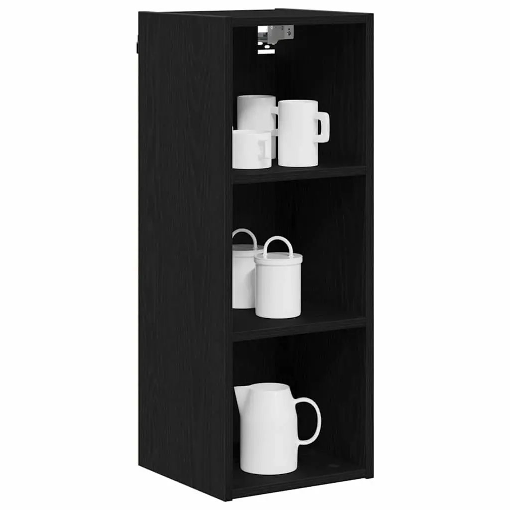 Hanging Kitchen Cabinet Black Oak Modern Storage Engineered Wood 30x29.5x80cm