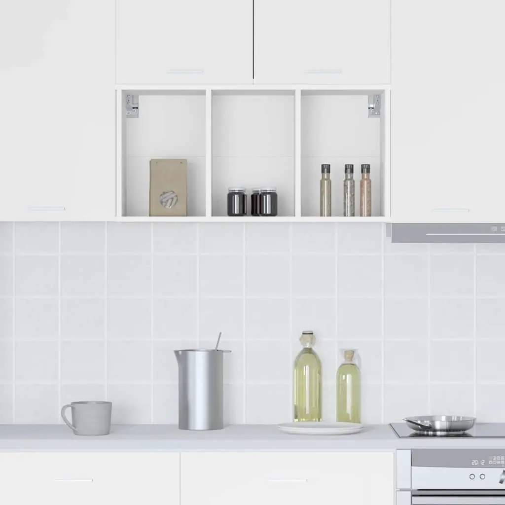 Hanging Kitchen Cabinet Modern White Engineered Wood 40x29.5x80cm