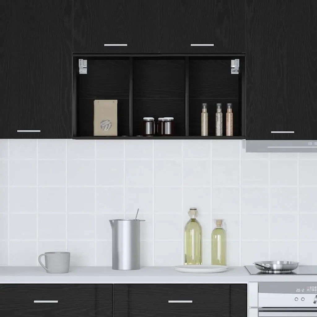 Hanging Kitchen Cabinet Modern Black Oak Engineered Wood 40 x 29.5 x 80 cm