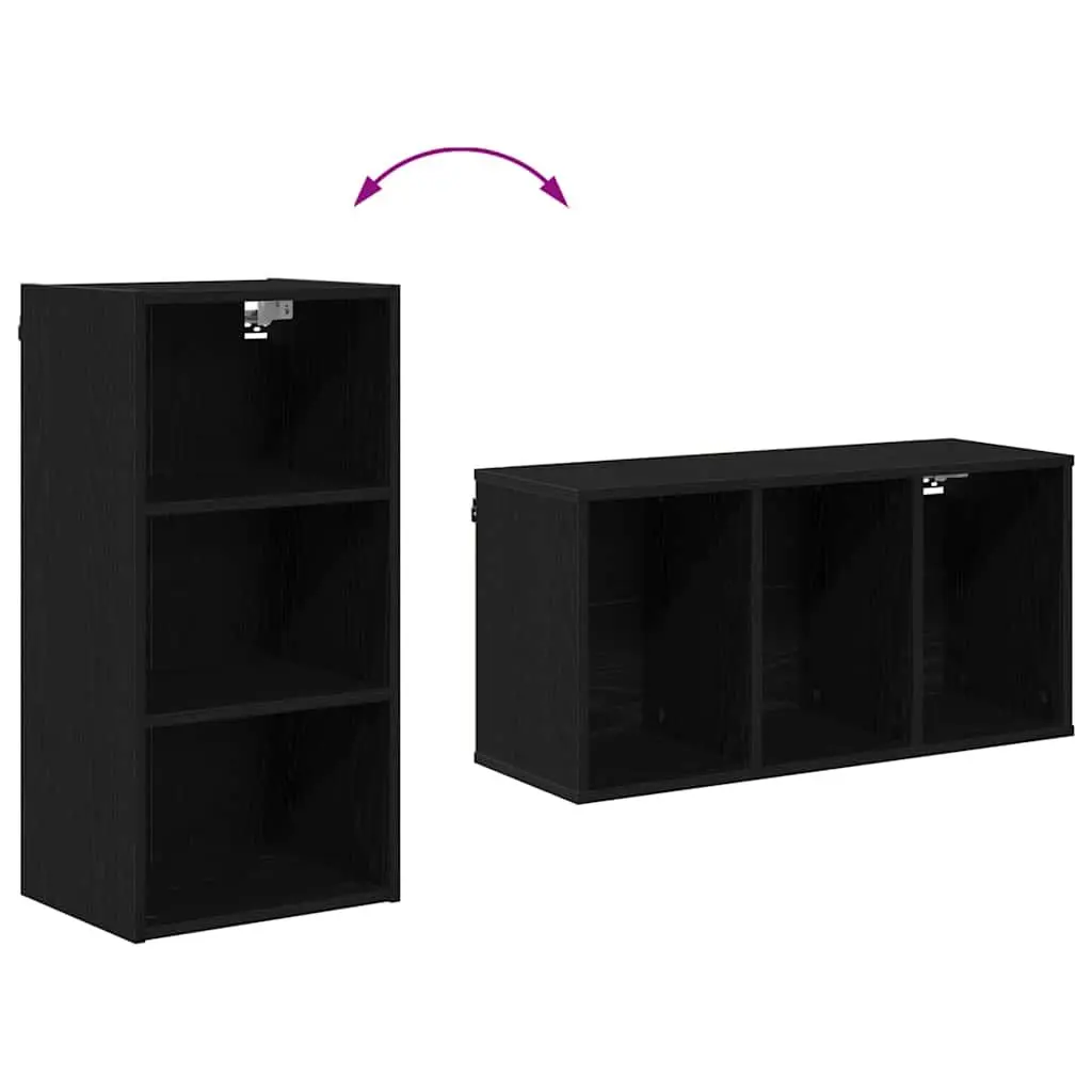 Hanging Kitchen Cabinet Modern Black Oak Engineered Wood 40 x 29.5 x 80 cm