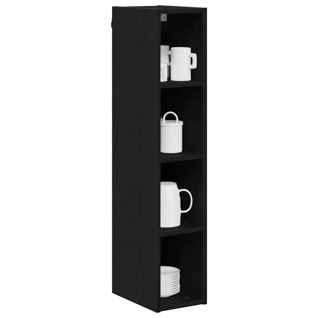 Hanging Kitchen Cabinet Modern Black Oak Engineered Wood Wall Unit 20 x 29.5 x 100 cm