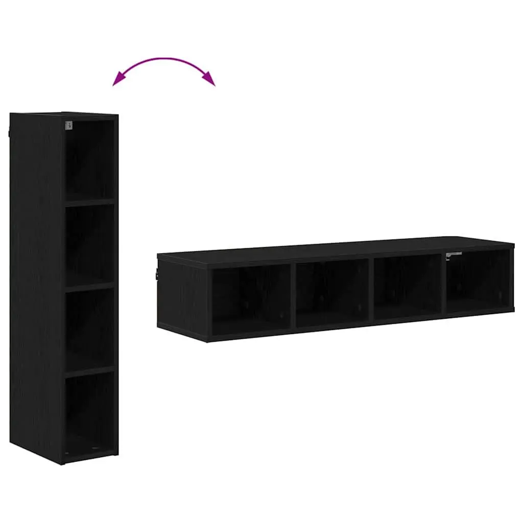 Hanging Kitchen Cabinet Modern Black Oak Engineered Wood Wall Unit 20 x 29.5 x 100 cm