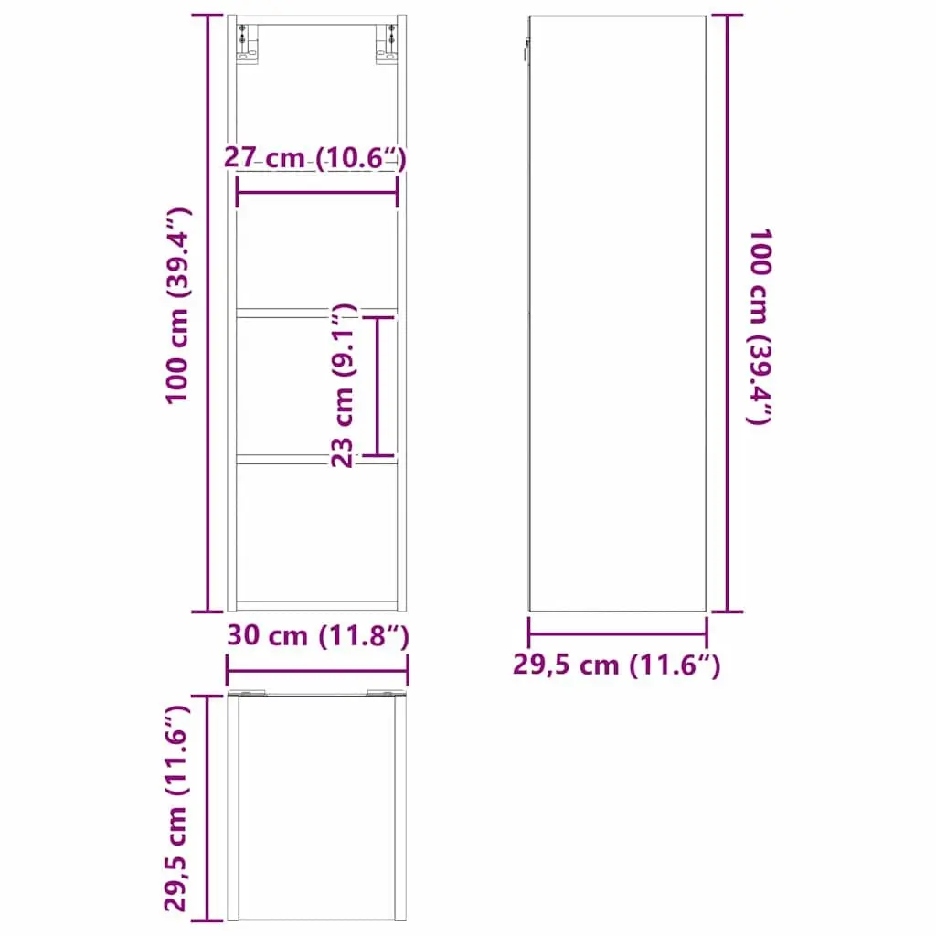 Hanging Kitchen Cabinet Modern White Engineered Wood 30 x 29.5