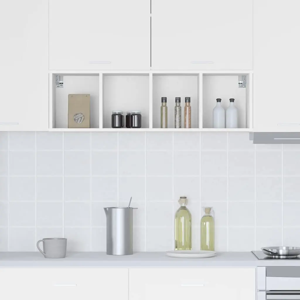 Hanging Kitchen Cabinet Modern White Engineered Wood 30 x 29.5