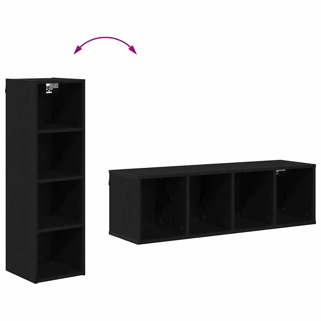 Hanging Kitchen Cabinet Black Oak Modern Storage Engineered Wood 30x29.5x100cm