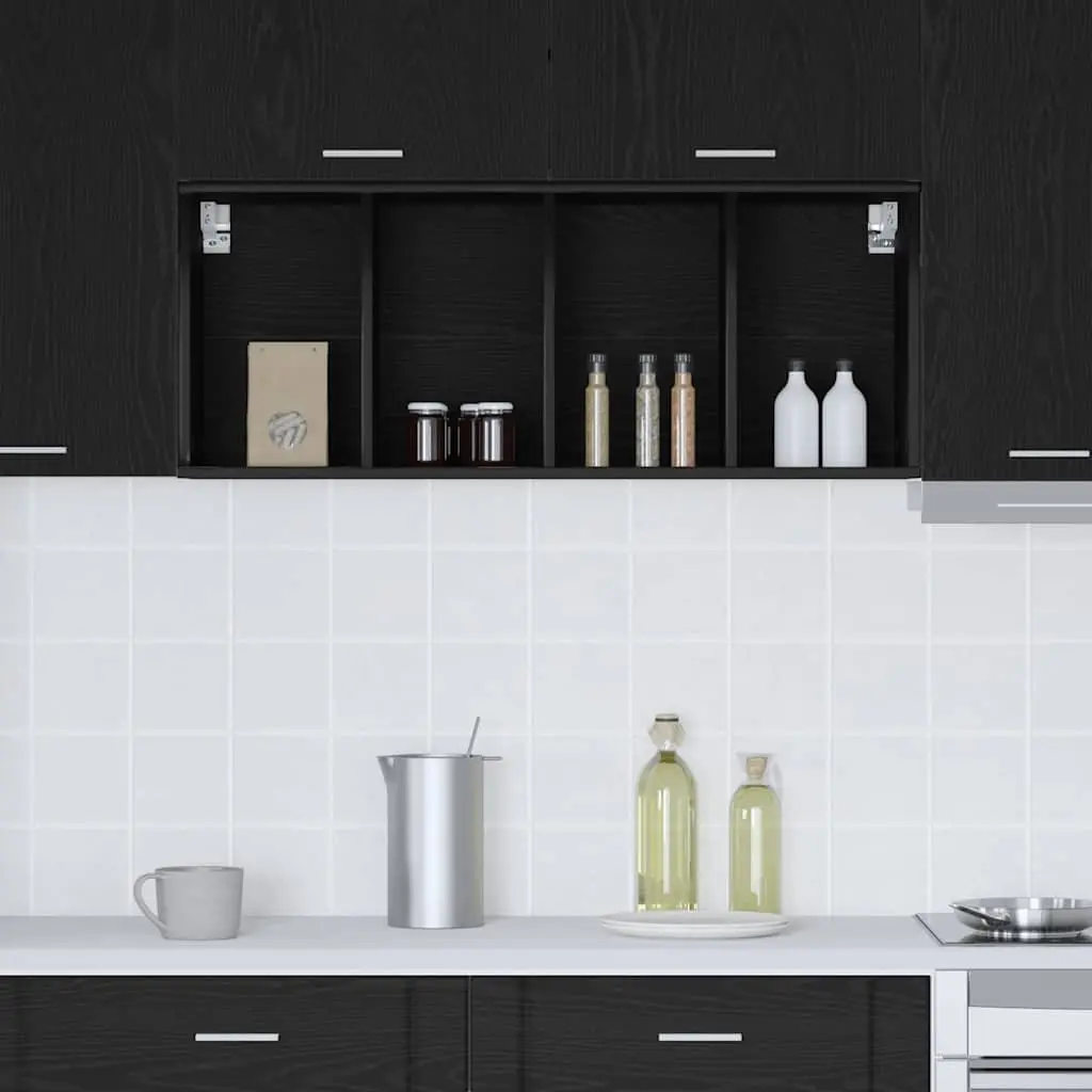 Hanging Kitchen Cabinet Modern Black Oak Engineered Wood 40 x 29.5 x 100 cm