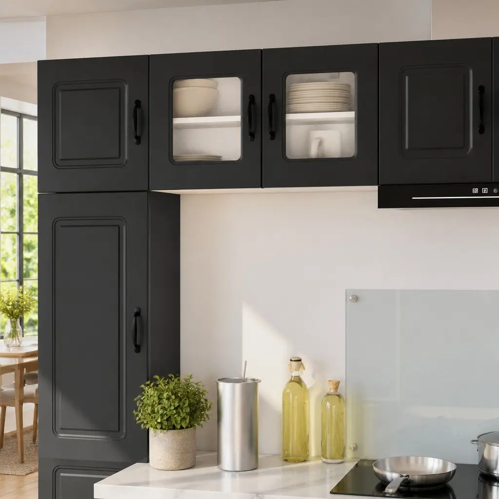 Black Kitchen Cabinet Panel