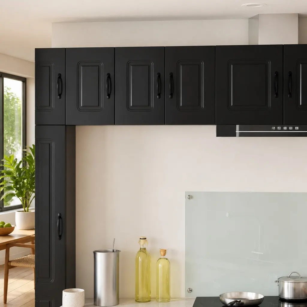 Dishwasher Panel Kitchen Cabinet Black Engineered Wood Storage Cupboard