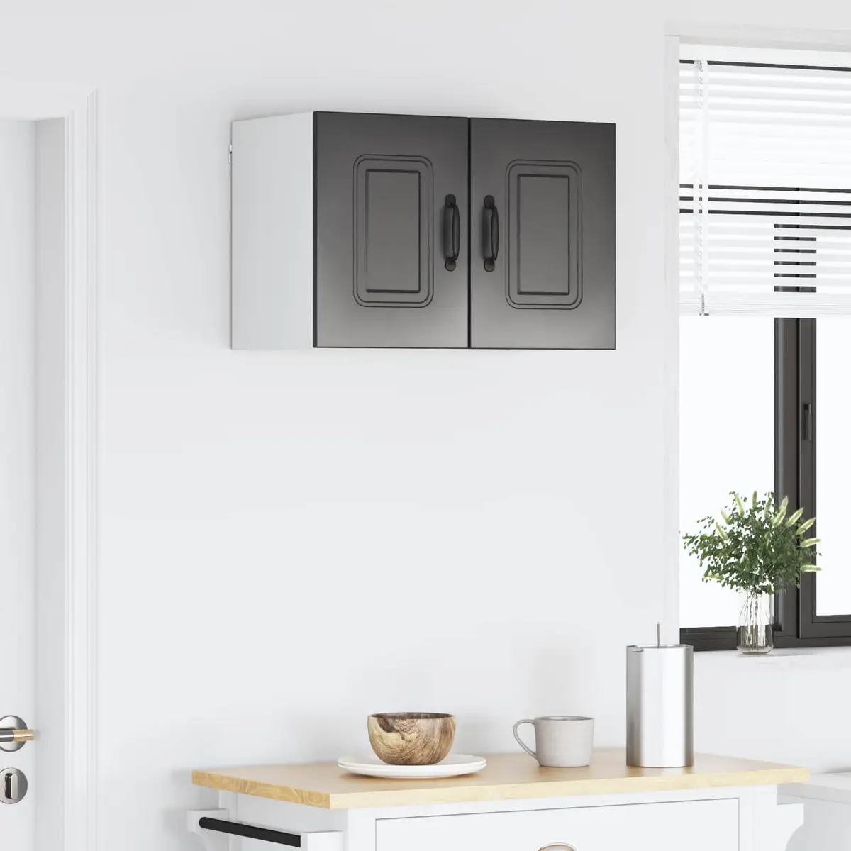 Black Kitchen Cabinet Dishwasher Panel Engineered Wood 30x31x40cm