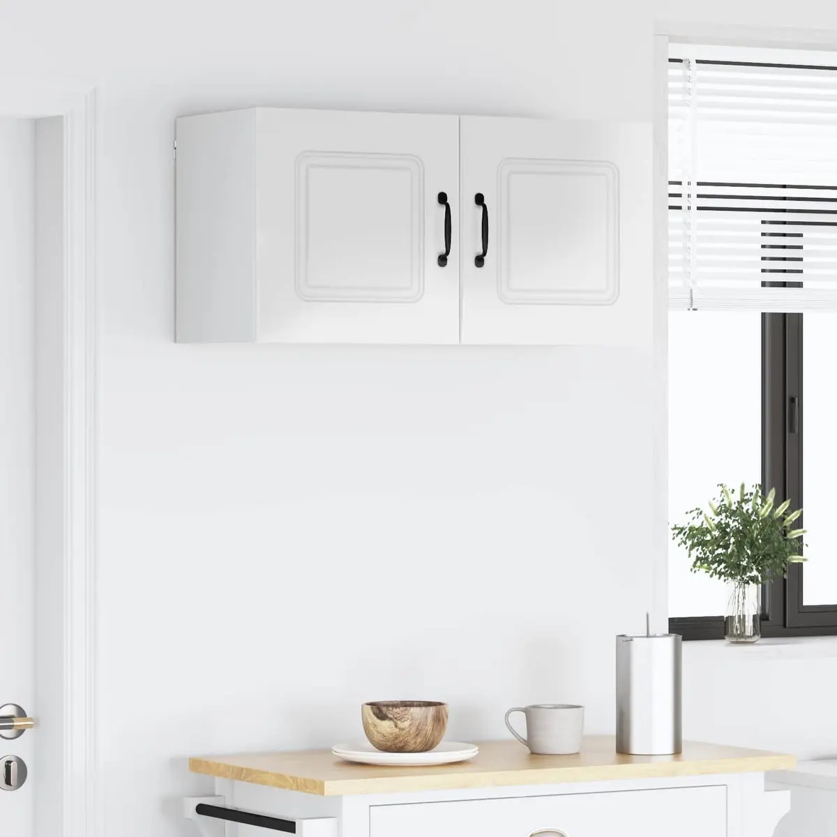 Kitchen Dishwasher Panel Cabinet 2 pcs High Gloss White Storage Cupboard