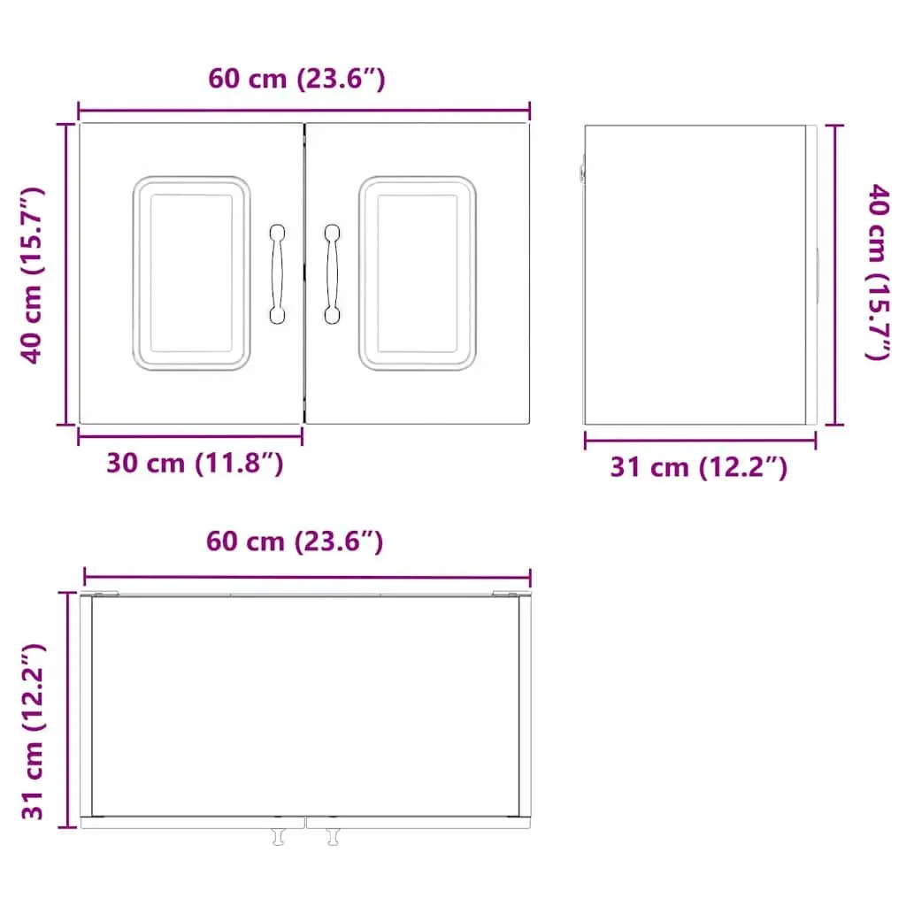 Dishwasher Panel Kitchen Cabinet High Gloss White Storage Organiser 60x31x40cm