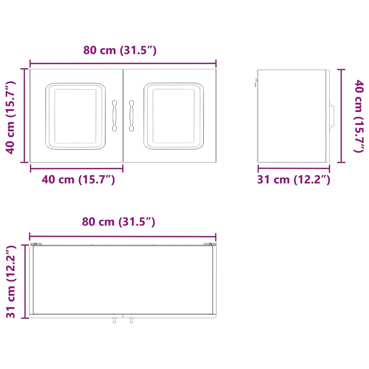 Kitchen Dishwasher Panel Cabinet High Gloss White Storage Organiser 80x31x40cm