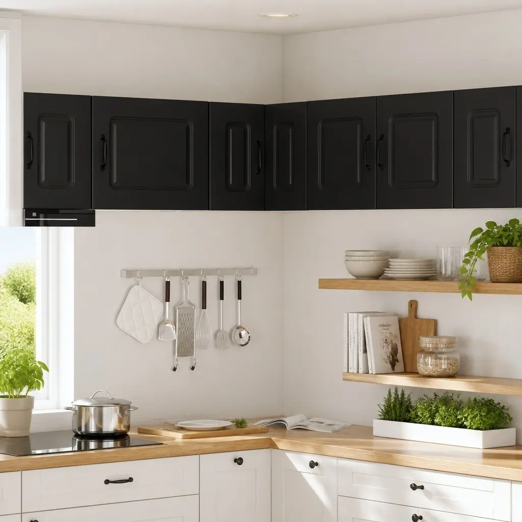Kitchen Cabinet Black Engineered Wood 57x57x40cm