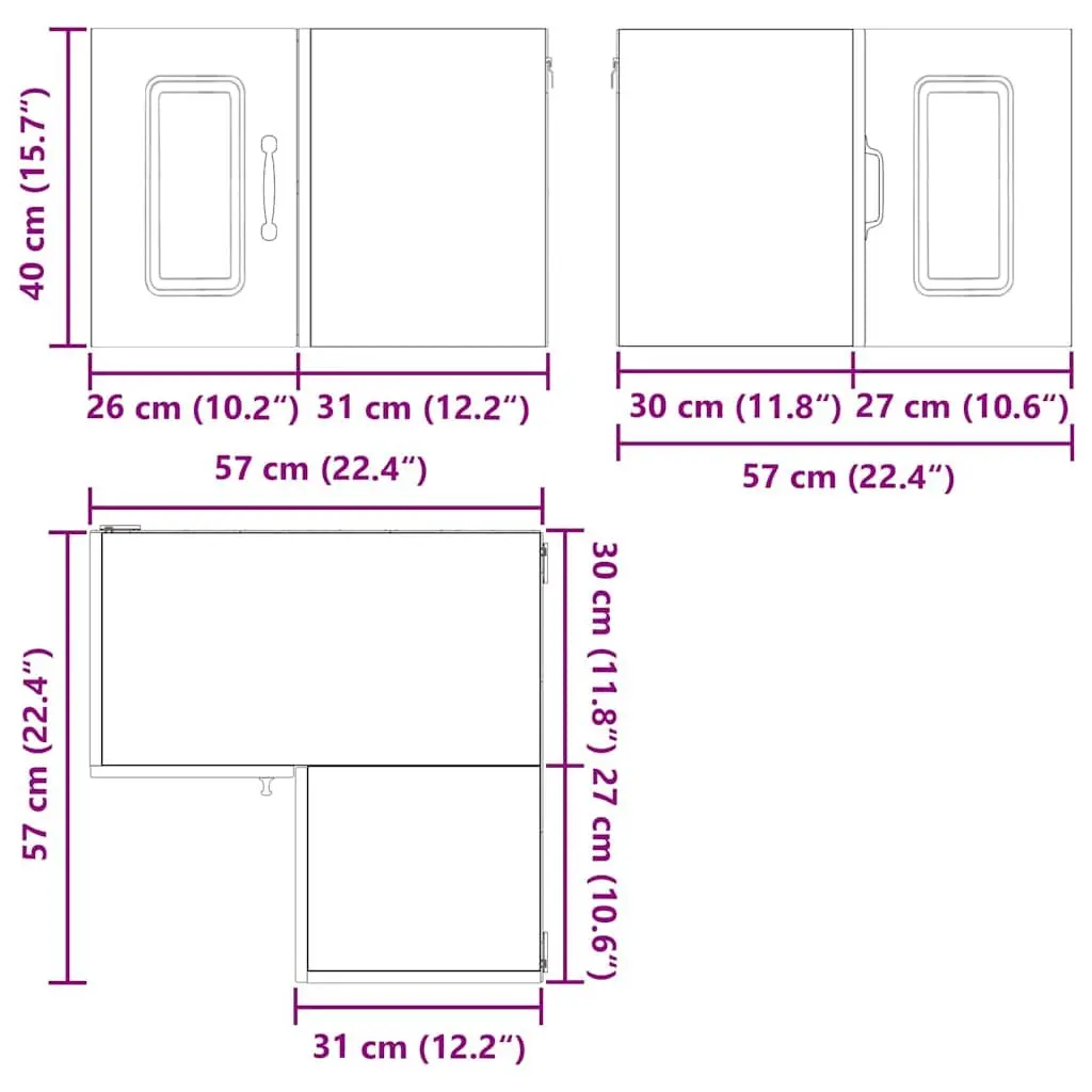 Kitchen Cabinet Black Engineered Wood 57x57x40cm