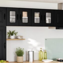 Friendly Black Kitchen Cabinet Panel for Your Cooking Space