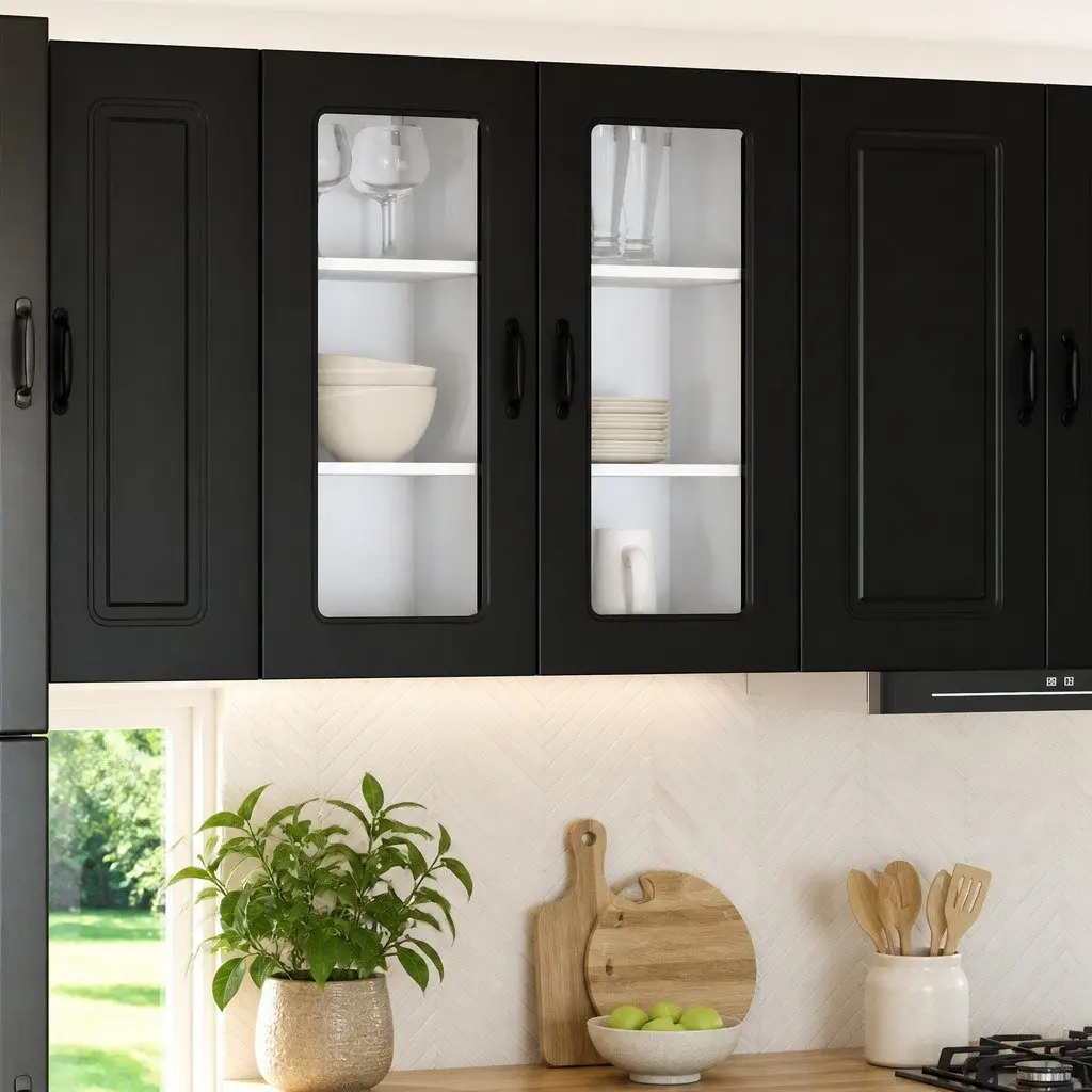 Dishwasher Panel Kitchen Cabinet Black Engineered Wood Storage Cupboard 40 x 31 x 80 cm