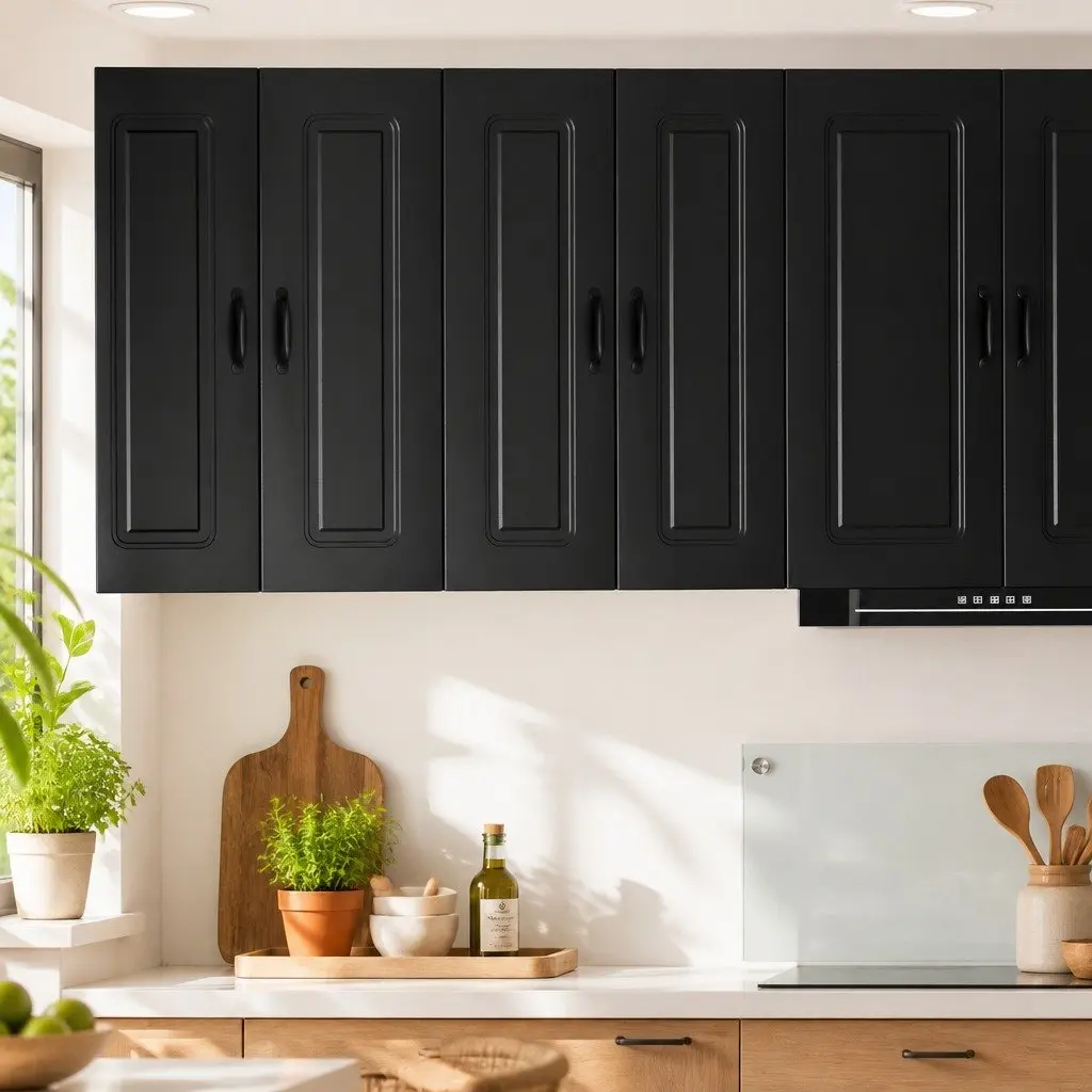 Dishwasher Panel Kitchen Cabinet Black Engineered Wood Storage Organiser 2 Piece