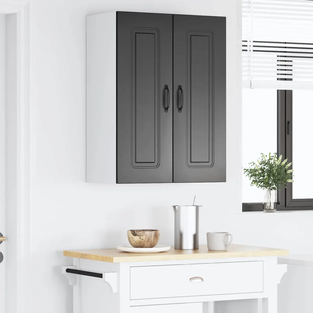 Dishwasher Panel Kitchen Cabinet Black Engineered Wood Storage Organiser 2 Piece