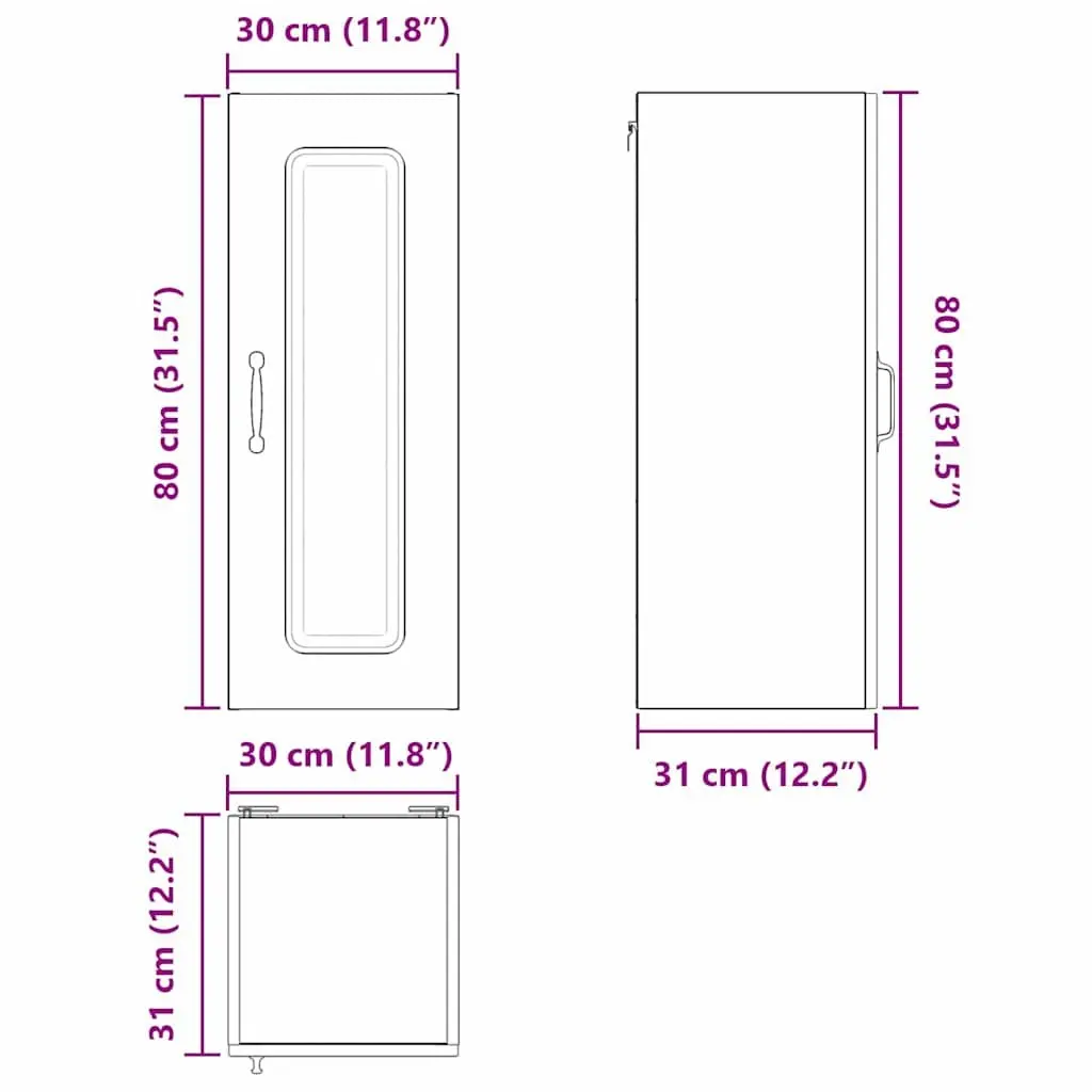 Dishwasher Panel Storage Cabinet High Gloss White Engineered Wood 30x31x80cm