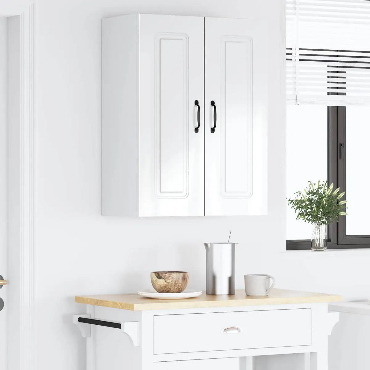 Dishwasher Panel Cabinet High Gloss White Engineered Wood Storage 30 x 31 x 80 cm