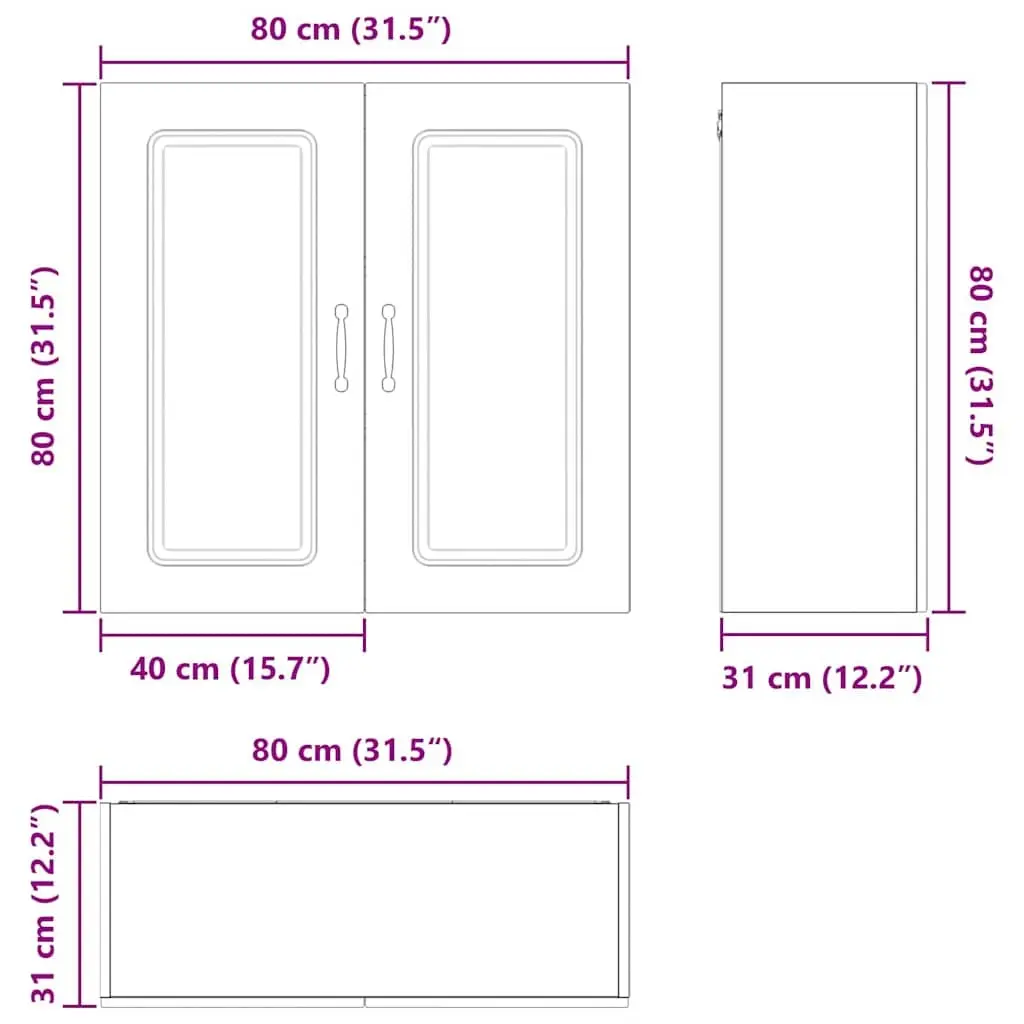 Kitchen Cabinet Black Engineered Wood 80x31x80cm