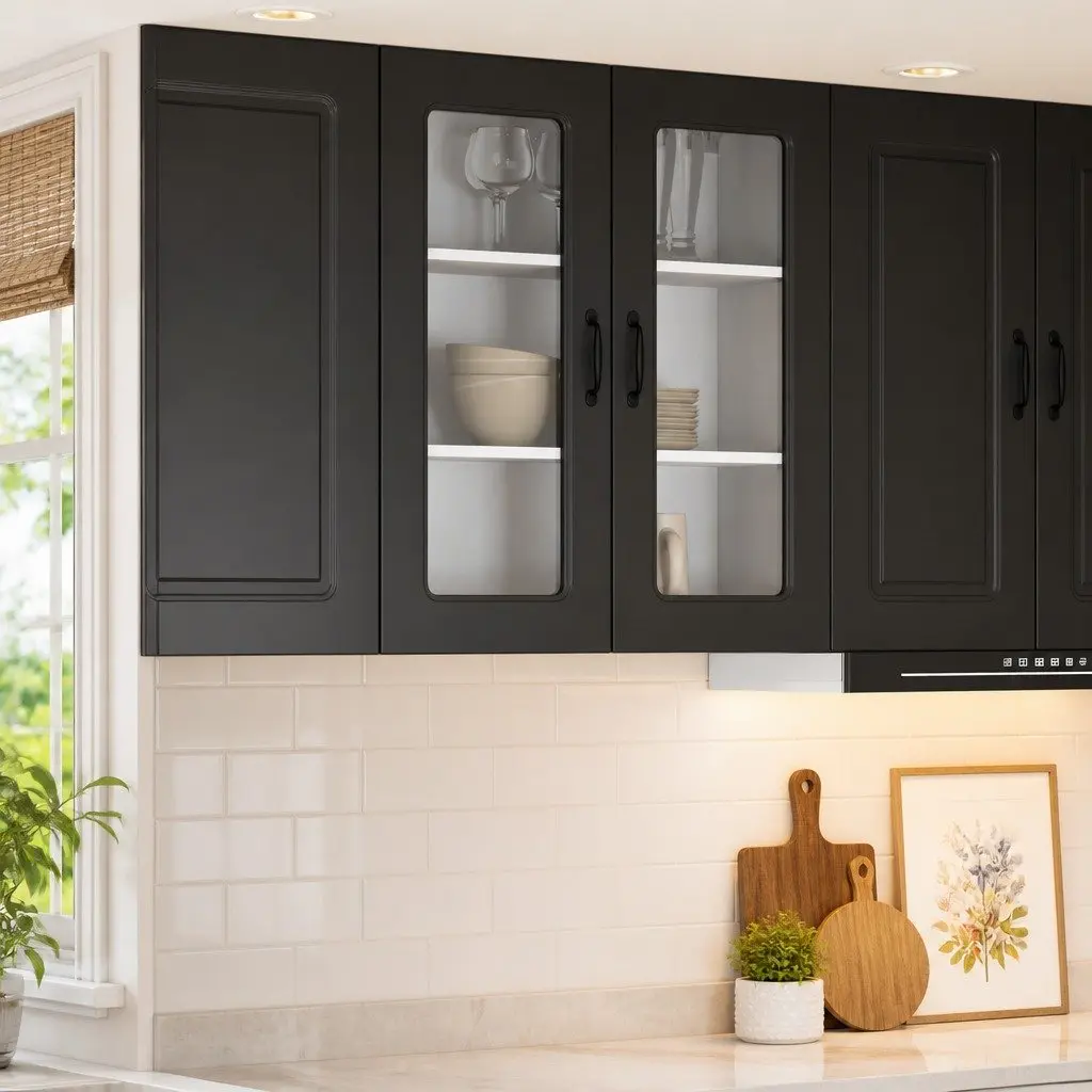 Black Kitchen Cabinet for Storage 80x31x80cm