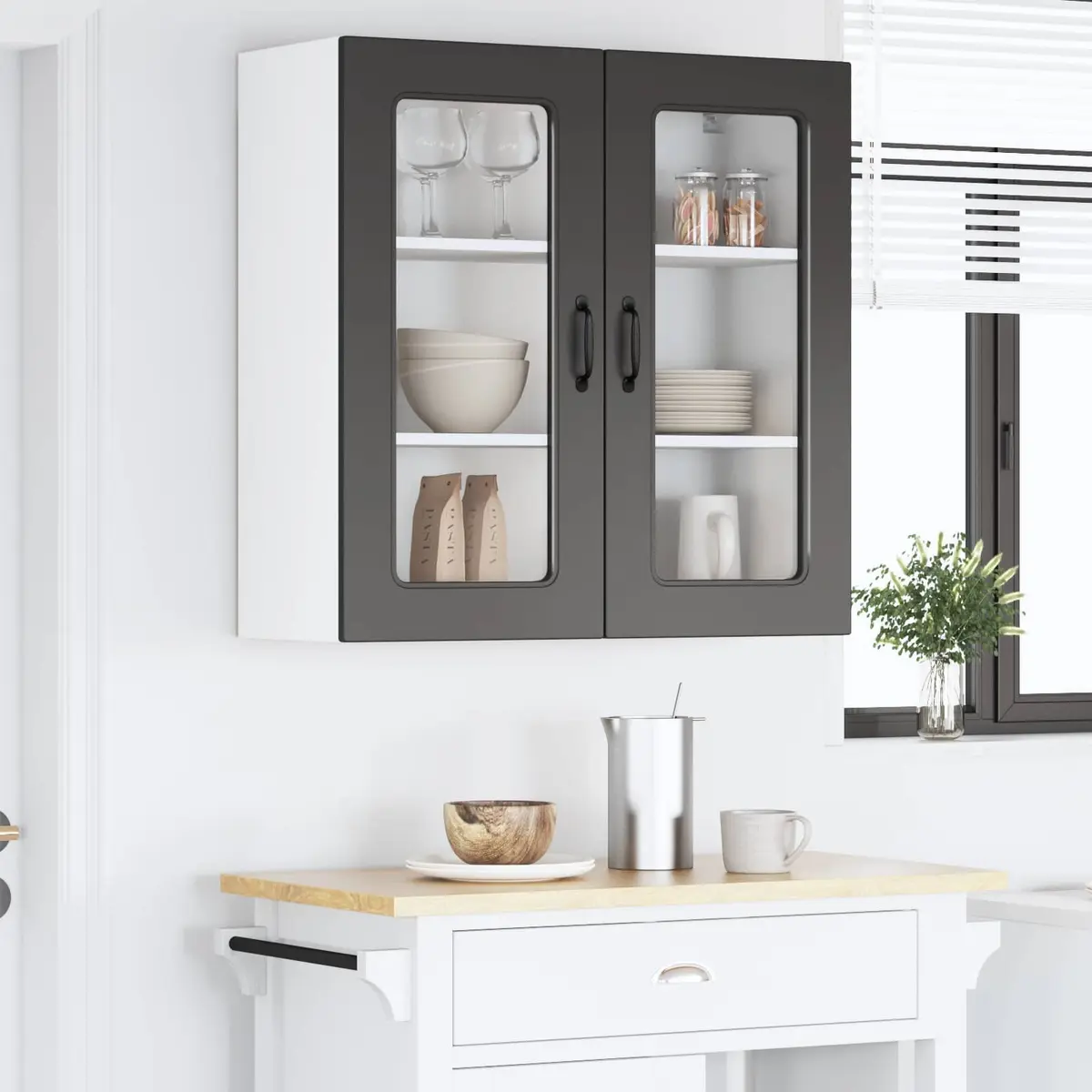 Black Kitchen Cabinet for Storage 80x31x80cm