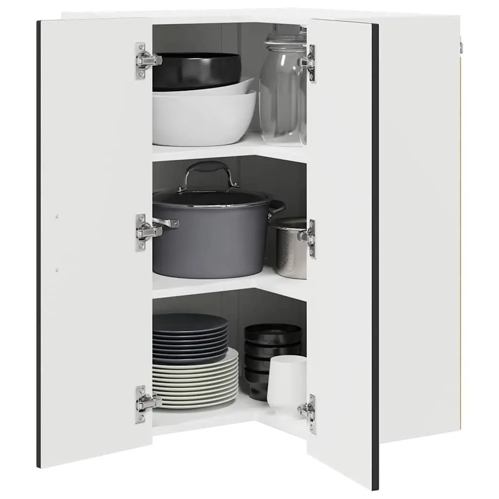 Kitchen Cabinet Black Engineered Wood Modern Storage Cupboard 57 x 57 x 80 cm