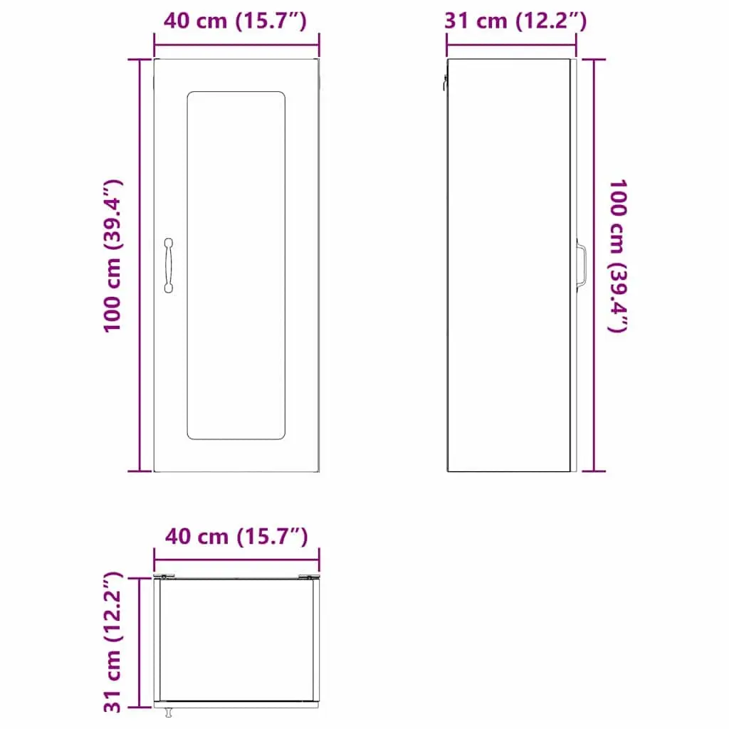 Kitchen Cabinet Storage Organizer High Gloss White 40x31x100 cm