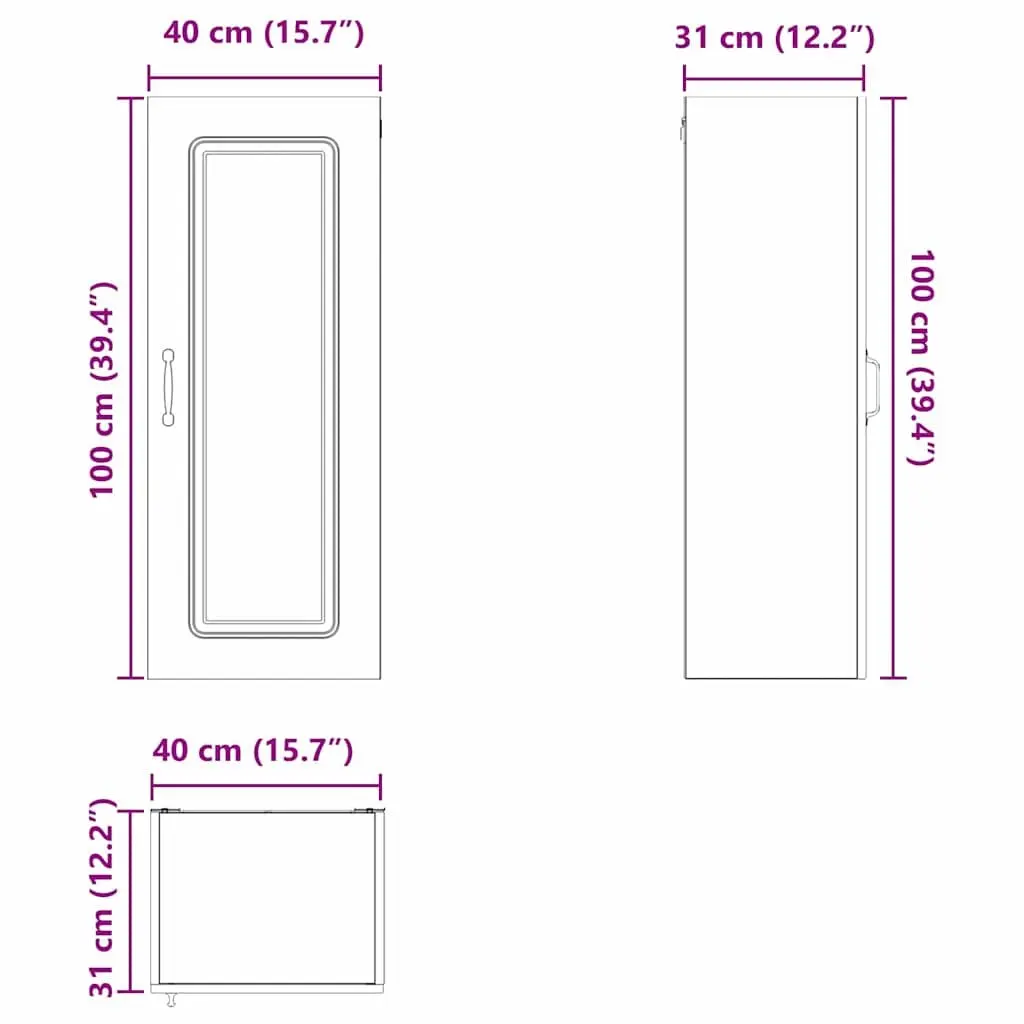 Kitchen Cabinet Black Engineered Wood Storage Cupboard 40 x 31 x 100 cm