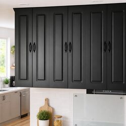 Friendly Kitchen Storage Cabinet in Black Engineered Wood