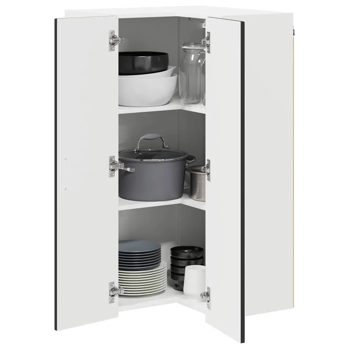 Black Engineered Wood Kitchen Cabinet for Storage