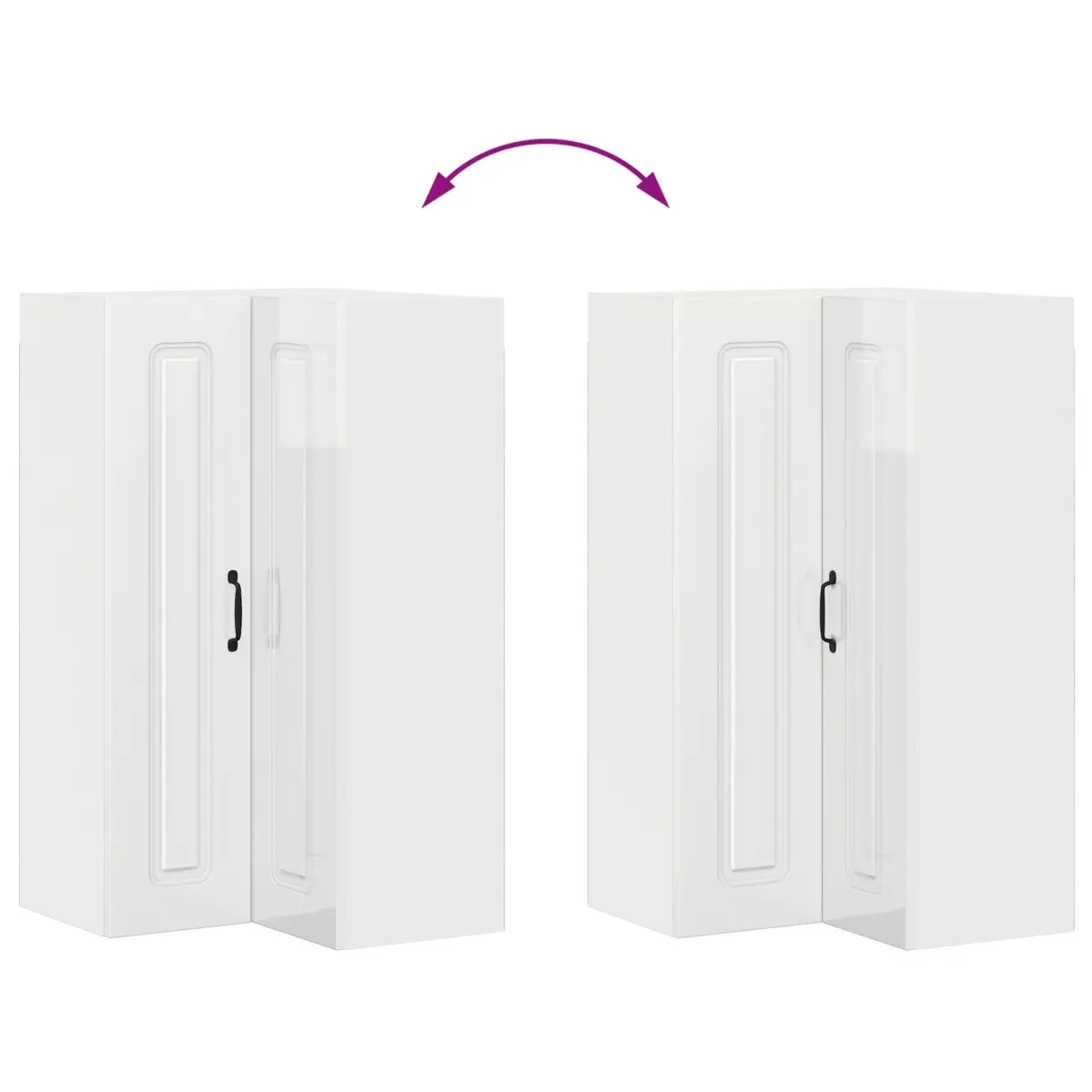 High Gloss White Kitchen Cabinet Dishwasher Panel Storage Furniture 57x57x100cm