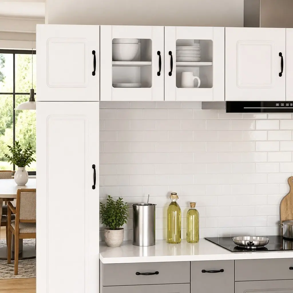 Wall Glass Cabinet White Engineered Wood 40x31x40cm Modern