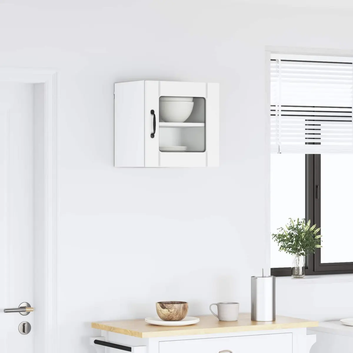 Wall Glass Cabinet White Engineered Wood 40x31x40cm Modern